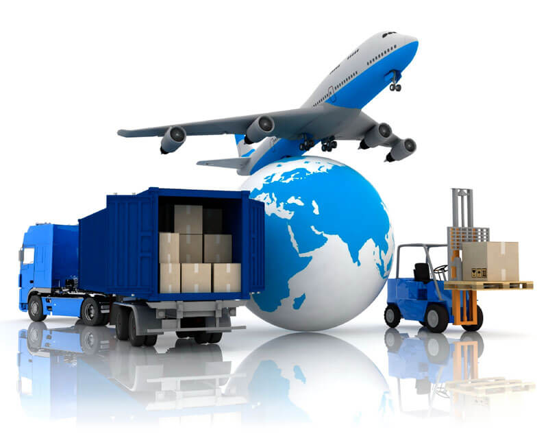 A truck, plane, forklift, and planet